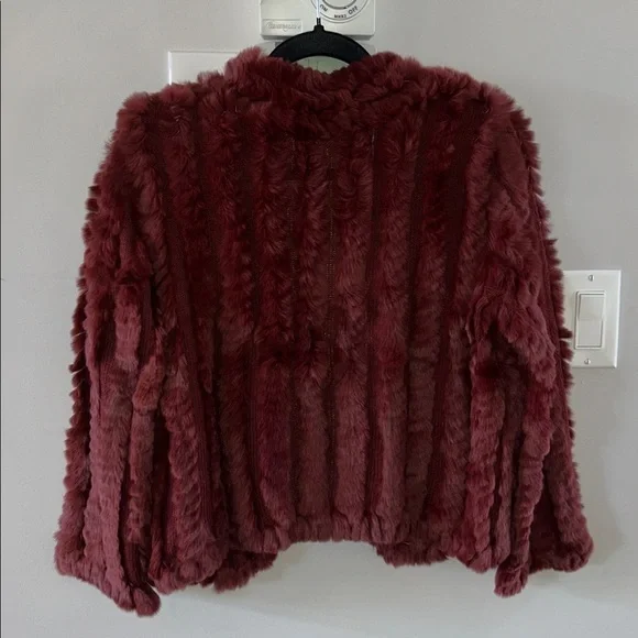 Heartloom Rosa Rabbit Fur Jacket Wine - Picture 11 of 12